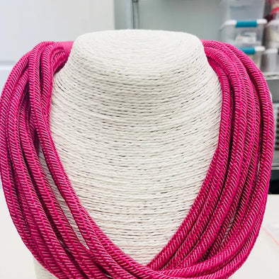 Magenta Ava Slub Necklace (8 Strand)