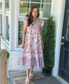 Pink Patchwork Garden Midi Dress