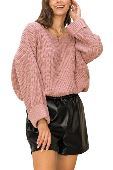 Pink Knit Chunky Sweater