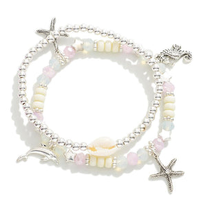 Set of 2 Nautical Charm Beaded Bracelet