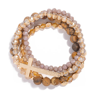 Brown Set of 4 Cross Bracelets