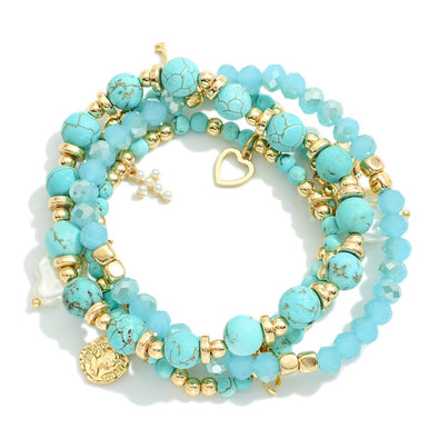 Set of 4 Turquoise Stretch Bracelets