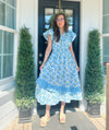Baby Blue Hydrangea Midi Dress