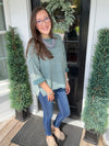 Ash Jade Washed 3/4 Sleeve Boxy Sweater