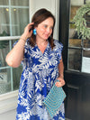 Blue Tropical Ruffle Maxi Dress (XS-L)