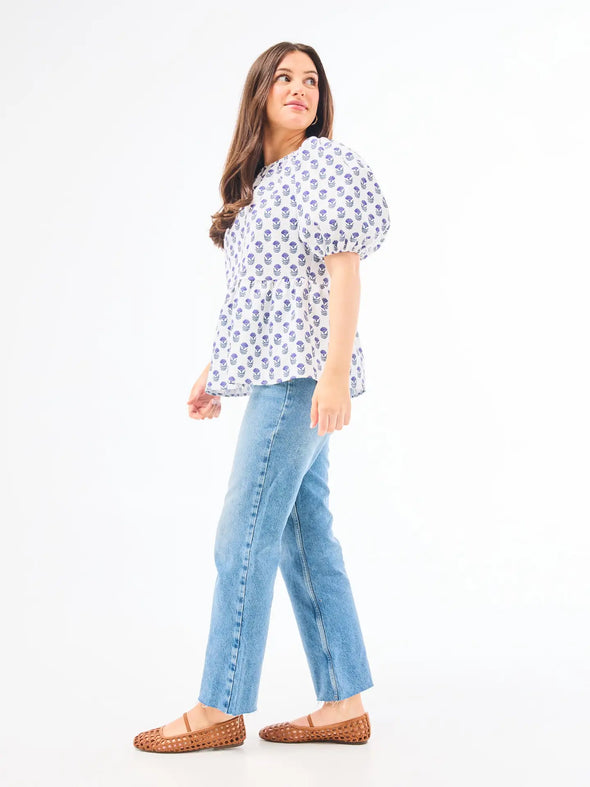 Nina Floral Foulard Navy Top