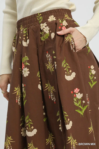 Fall Floral Midi Skirt