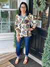 Cream Boho Paisley Puff Sleeve Blouse
