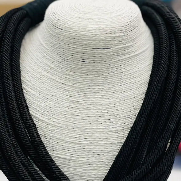 Black Ava Slub Necklace (8 Strand)
