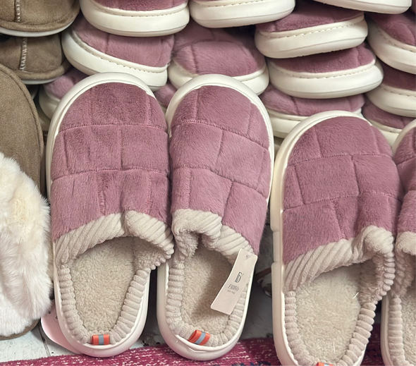 Dusty Pink Woven Slippers