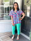 Mint Mix Print Babydoll Top
