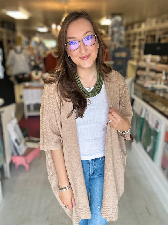 Wide Sleeve Open Front Cardigan (2 colors)