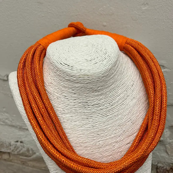 Orange Ava Slub Necklace (8 Strand)