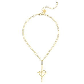 Susan Shaw Heart Cross Necklace