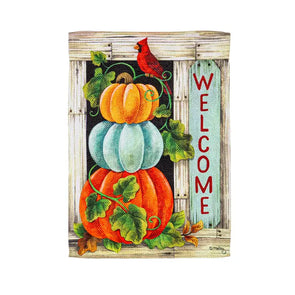 Pumpkin Stack Garden Textured Suede Flag