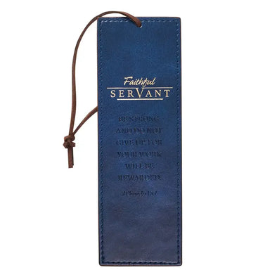Faithful Servant Blue Faux Leather Bookmark - 2 Chronicles 1