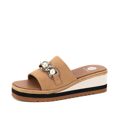 Almond Adelfia Wedge Sandal (Yellow Box)