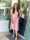 Pink Leopard Babydoll Midi Dress