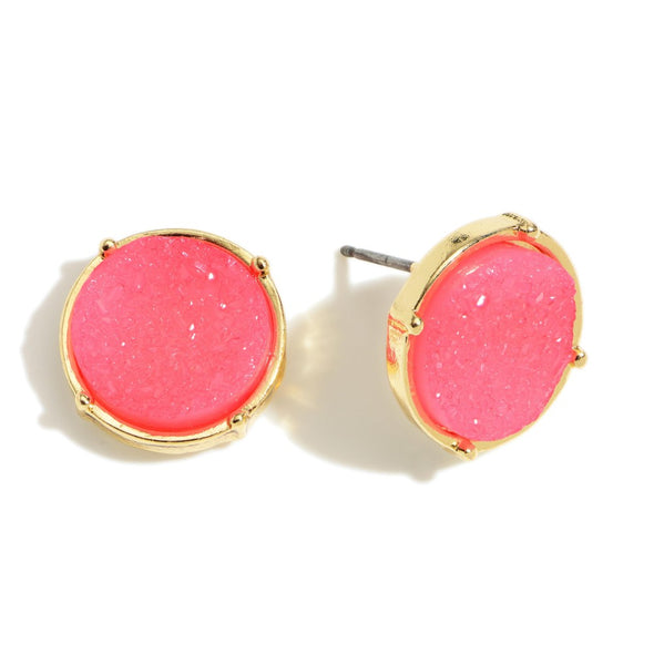 Round Druzy Stud Earrings (4 colors)