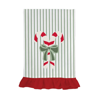 Candy Cane Embroidered Tea Towel