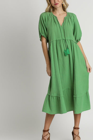 Green Tassel Midi Dress