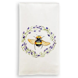 Bee with Lavender Wreath Tea Towel