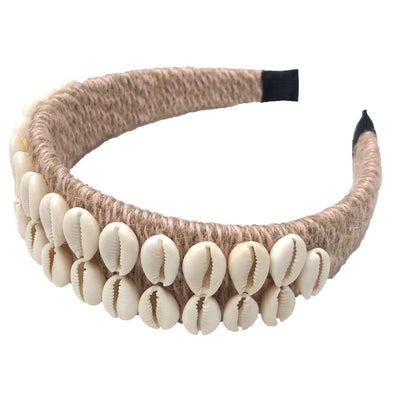 Two Tone Twine Woven Puka Shell Headband