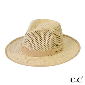 CC Net Panama Hat w/ nude bow