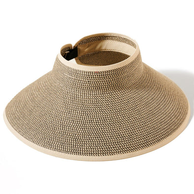 Two Tone Roll Up Woven Straw Visor