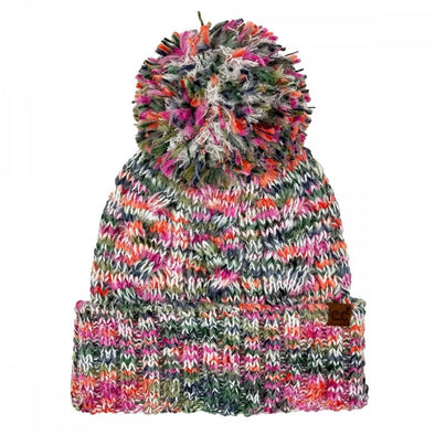 C.C. Hot Pink Multi Pom Beanie