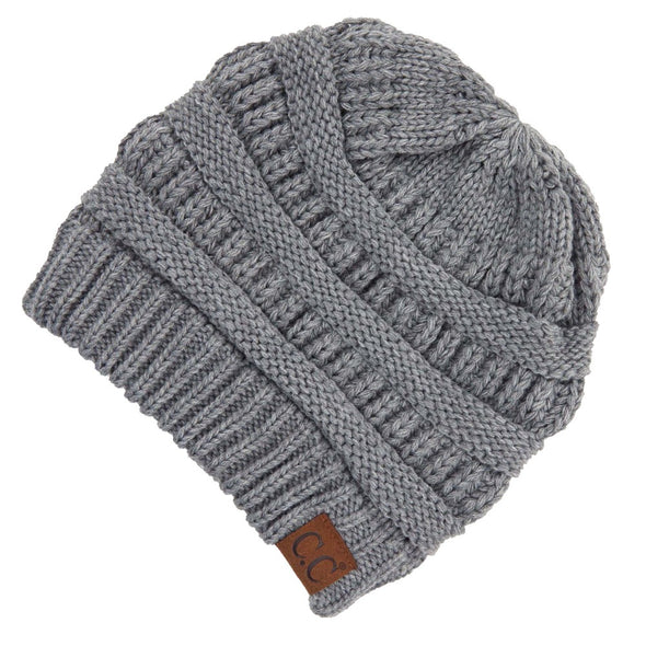 C.C. Grey Criss-Cross Ponytail Beanie