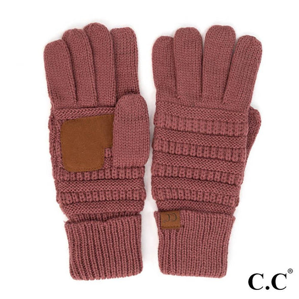 C.C. Coco Berry Ribbed Smart Touch Gloves