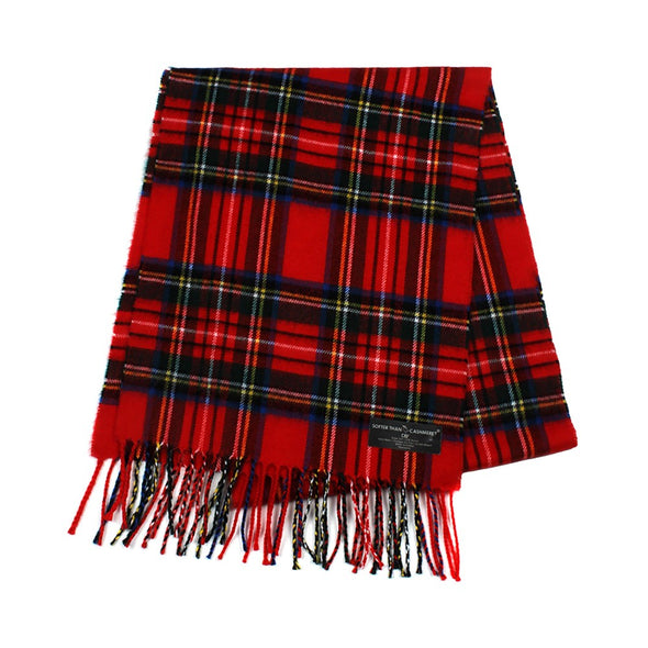 Red Tartan Plaid Cashmere Feel Scarf