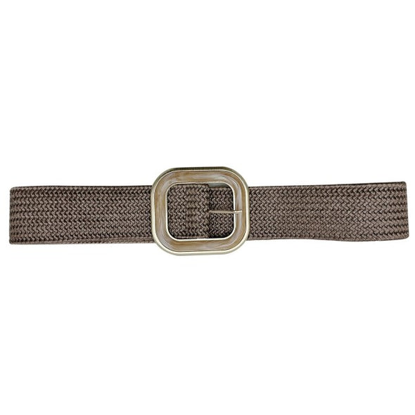 Mocha Elatic Waist Stretch Belt w/ Resin Buckle