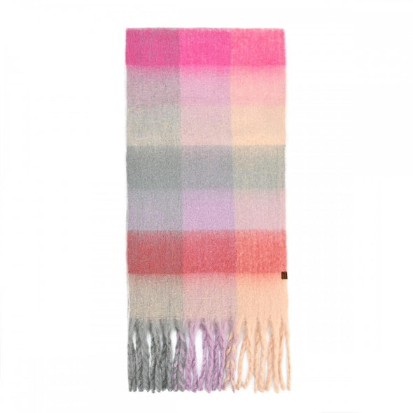 C.C. Pink Multi Check Scarf