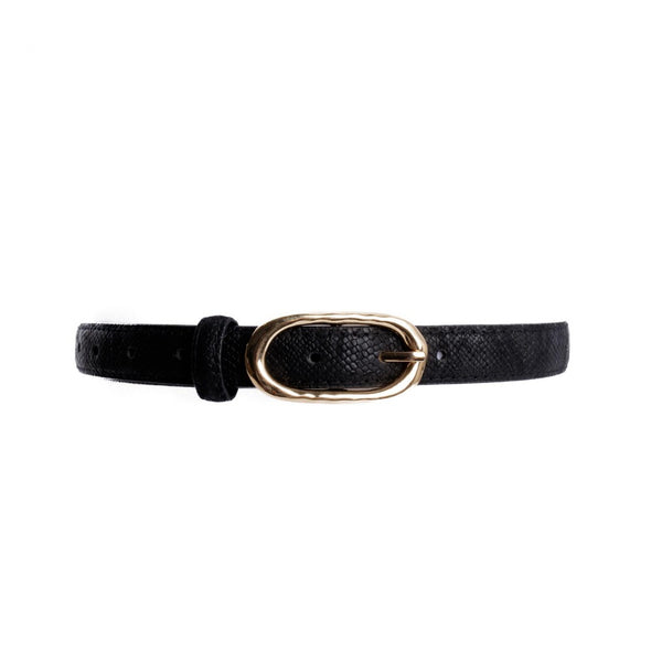 Black Leather Skinny Belt