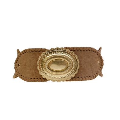 Taupe Concho Elastic Belt