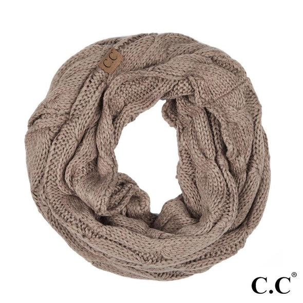 C.C. Taupe Cable Knit Infinity Scarf