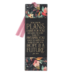 Bookmark Faux Leather Black I Know the Plans Jer. 29:11