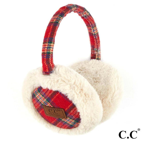 Red Tartan Plaid Earmuff