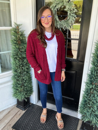 Cabernet Popcorn Cardigan (S-L)
