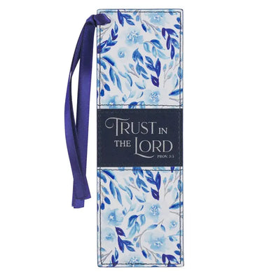 Bookmark Faux Leather Blue Floral Trust Prov. 3:5