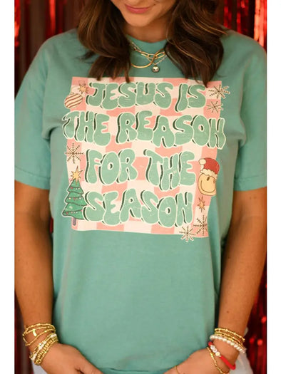 Jesus Is the Reason For the Season Checkered Retro Tee