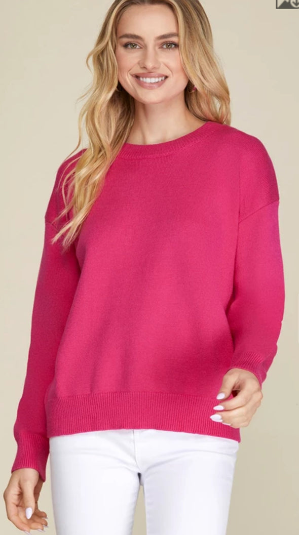 Fuchsia Crewneck Sweater