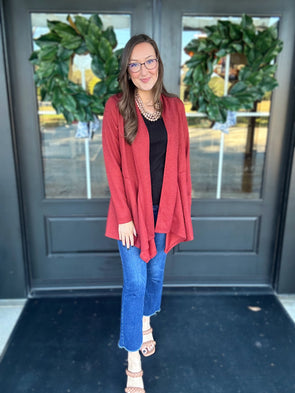Brick Drape Front Rib Cardigan