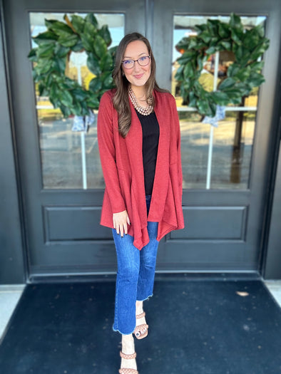 Brick Drape Front Rib Cardigan
