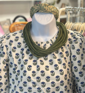 Sage Green Ava Slub Necklace (8 Strand)