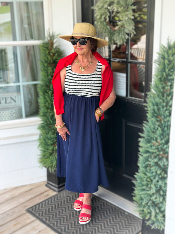 Navy Nantucket Midi Dress