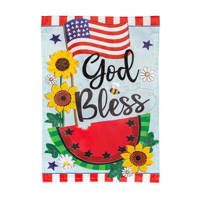 God Bless Patriotic Applique Garden Flag