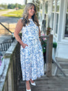 Cream and Blue Midi Skirt